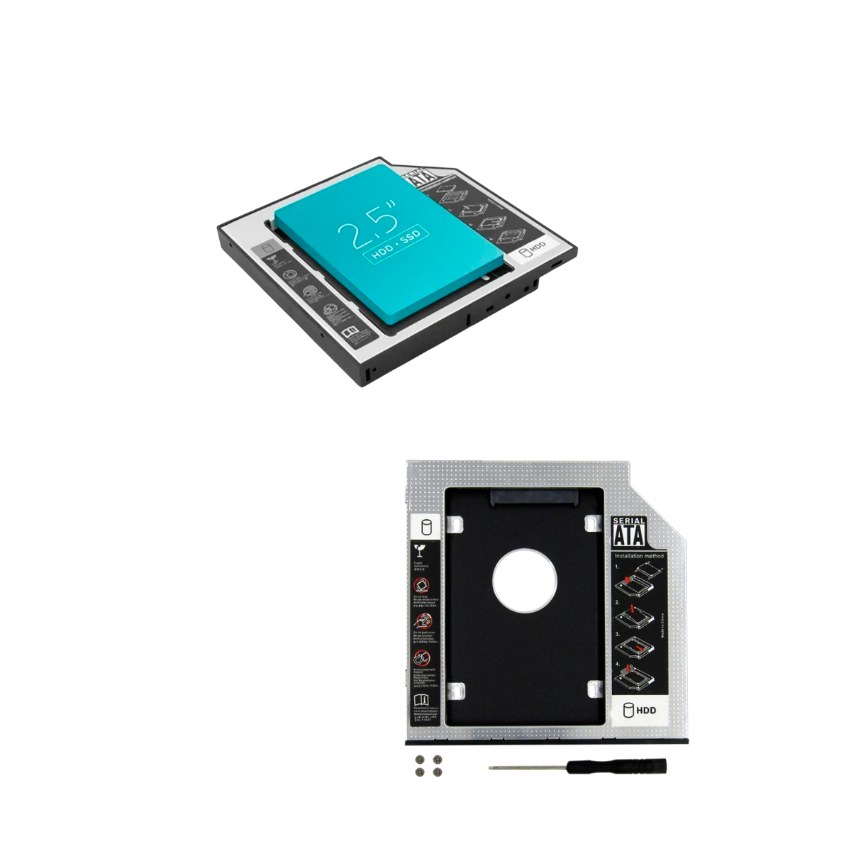 Caddy para Portátil de 9.5 mm – Adaptador para Disco Duro o SSD de 2.5"