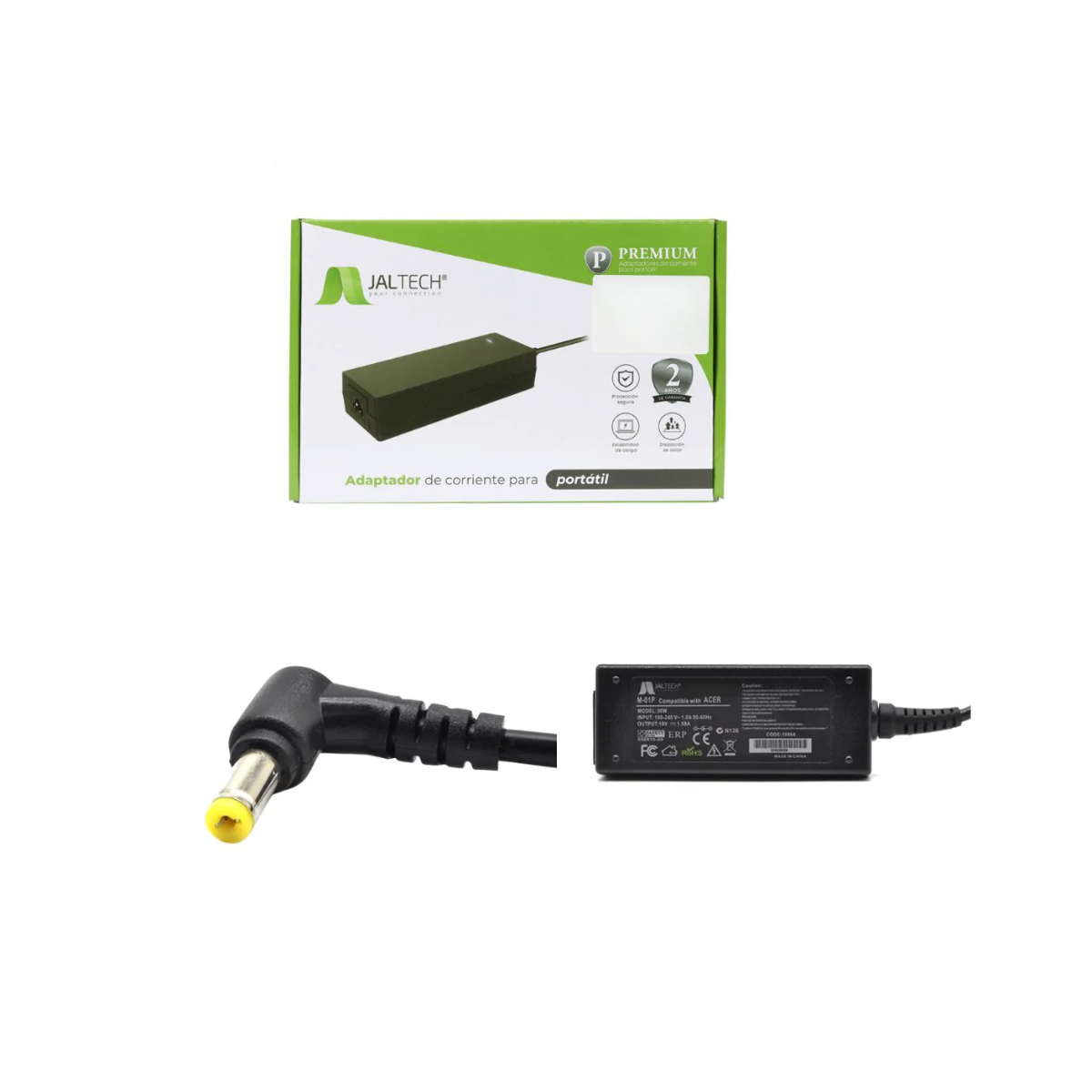 Cargador Acer Mini 30 W (19 V, 1,58 A, punta tipo L 5,5 × 1,7 mm