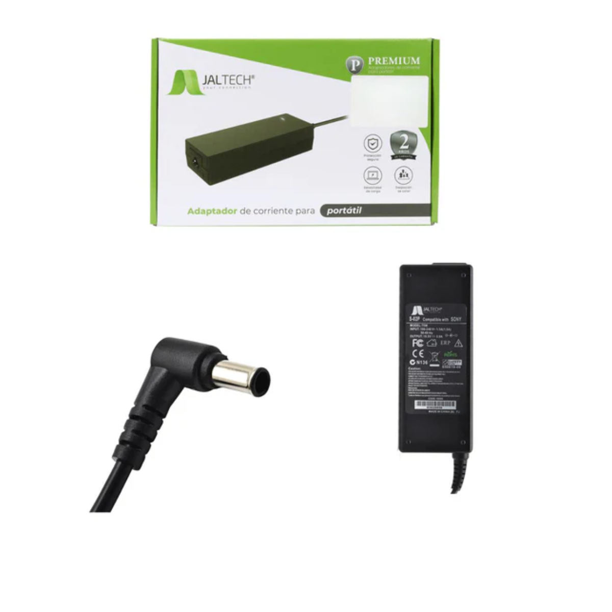 Cargador genérico Premium Jaltech para Sony (75 W • 19,5 V – 3,9 A, punta tipo L 6,0 × 4,4 mm