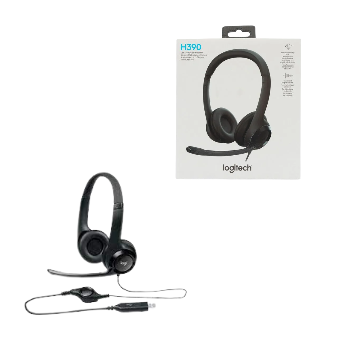 Diadema Estéreo Logitech USB H390 para Call Center y Oficina