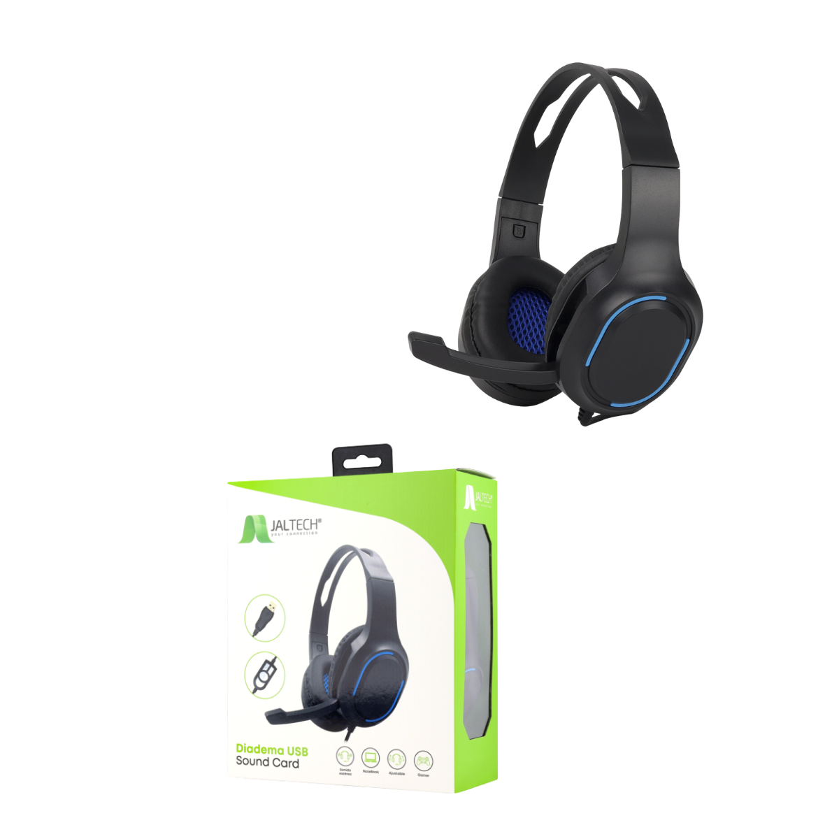Diadema Jaltech USB 11437 Auriculares con Micrófono y Conexión Digital