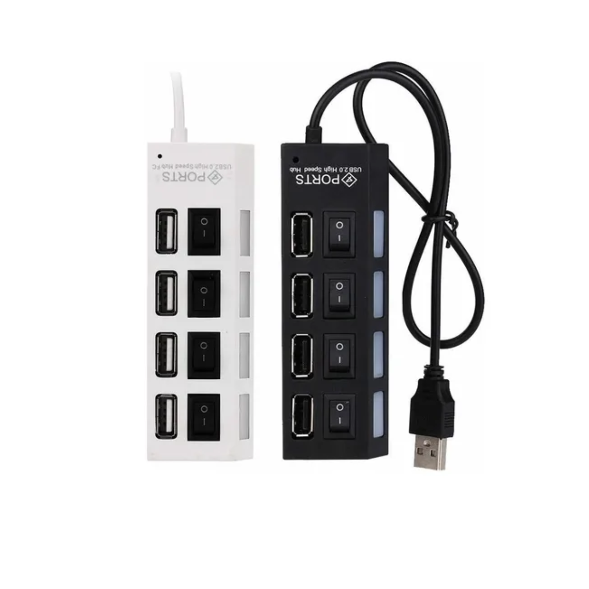 Hub Multipuerto USB 2.0 de 4 Puertos con Interruptores Individuales
