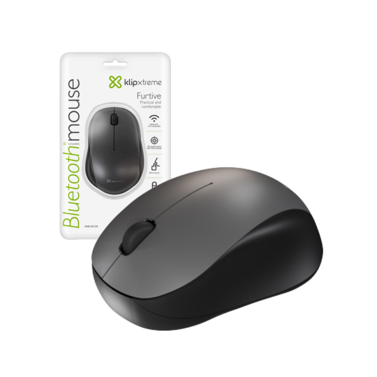 Mouse Inalámbrico + Bluetooth Klip Xtreme KMB-001GR 1600 DPI Gris