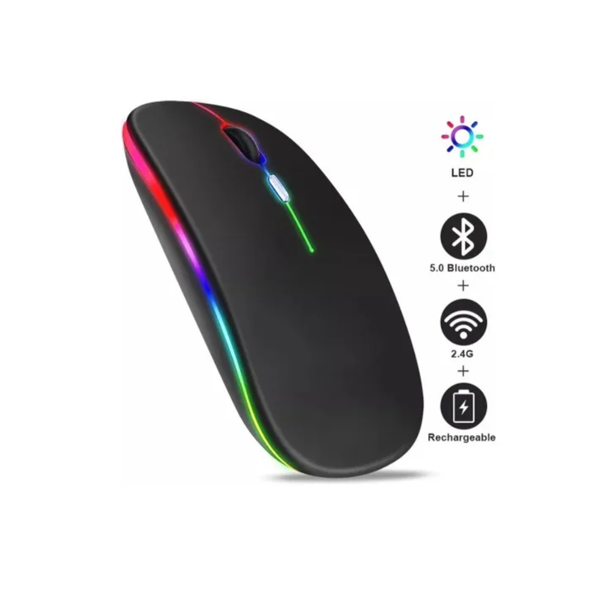 Mouse / Ratón Inalámbrico y Bluetooth Recargable HYD-K3 / MS-30 / MS-48, Diseño Ergonómico con Batería de Larga Duración